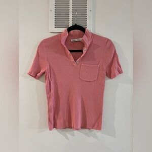 Zara pink ribbed polo
